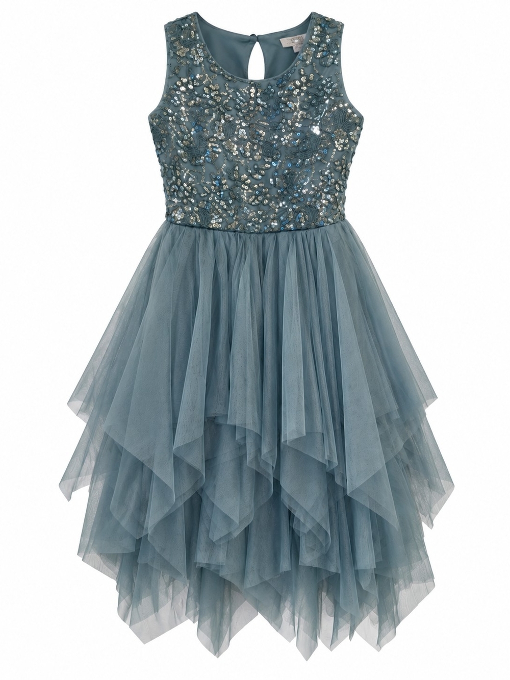 Zenzi Slate Blue Sequined Tulle Party Dress